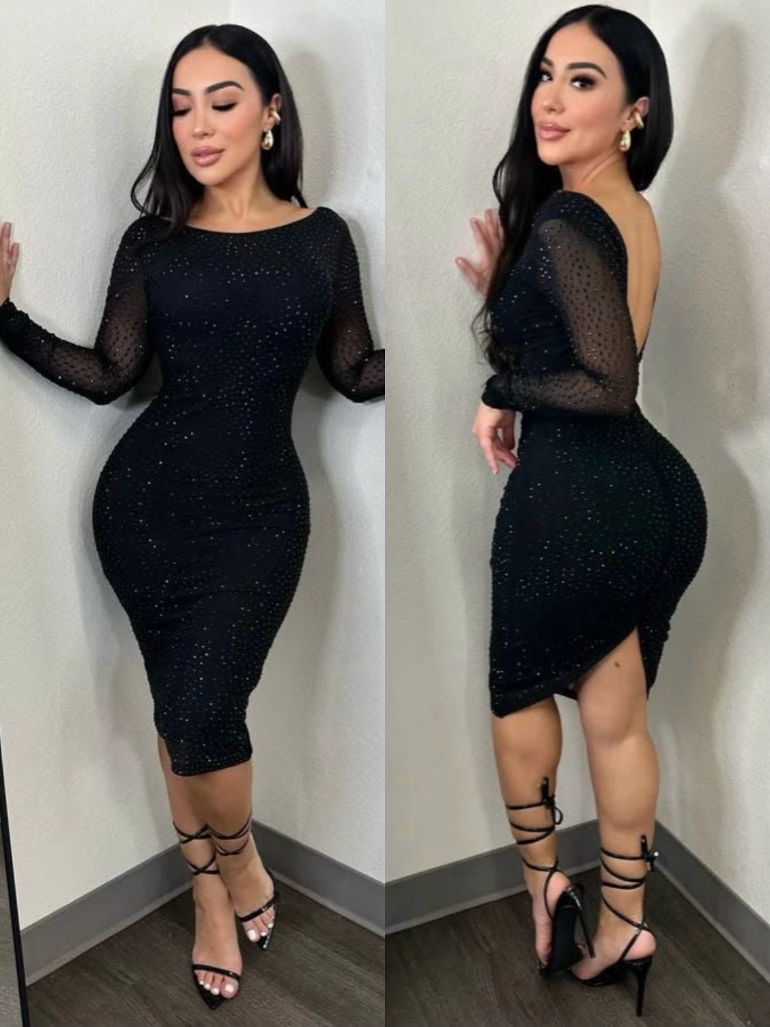 KLOE MIDI vestido NEGRO