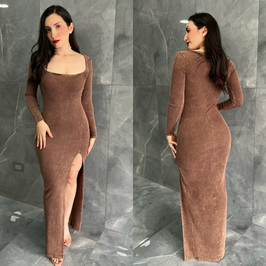 BRISEYDA midi vestido CAFÉ