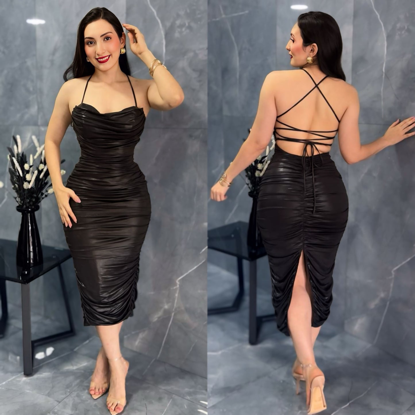 XIMA Midi vestido vinipiel