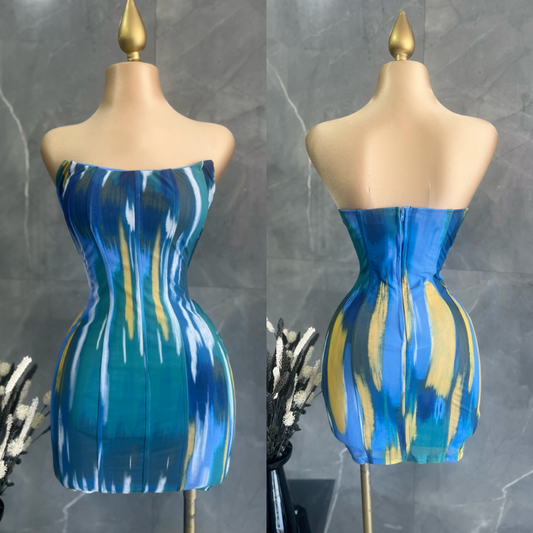ELDA azul mini vestido