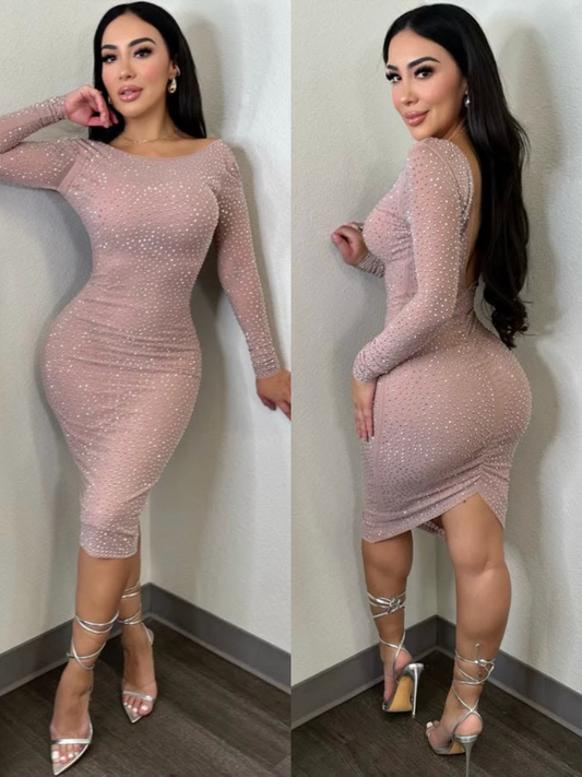 KLOE midi vestido rosa palo