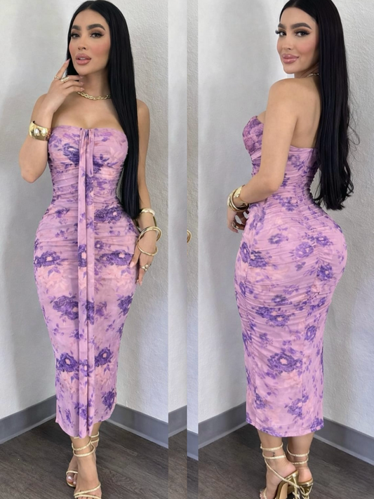 BETTINA midi vestido straplee