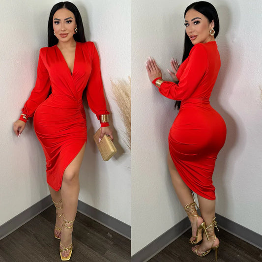 MARÍA JOSÉ midi vestido rojo