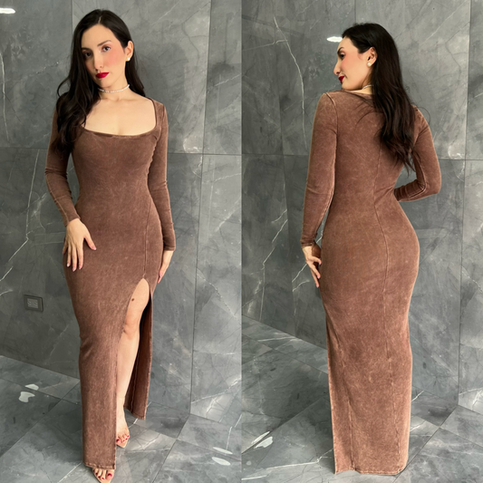 BRISEYDA midi vestido CAFÉ