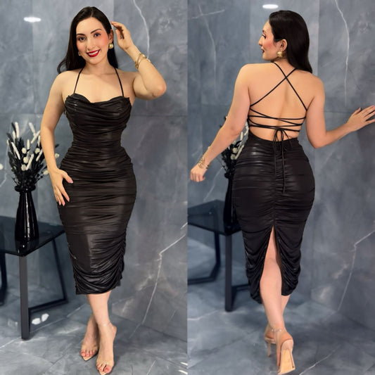 XIMA Midi vestido vinipiel