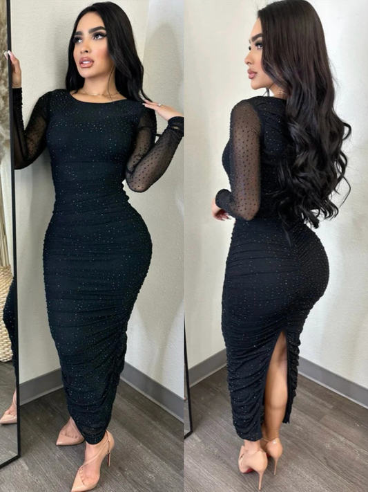 ICY GIRL midi vestido negro